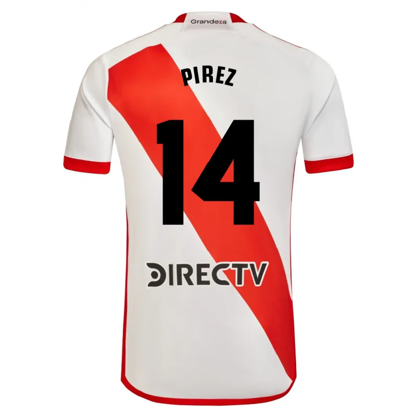 Danxen Niño Camiseta Leandro González Pírez #14 Blanco Rojo 1ª Equipación 2024/25 La Camisa