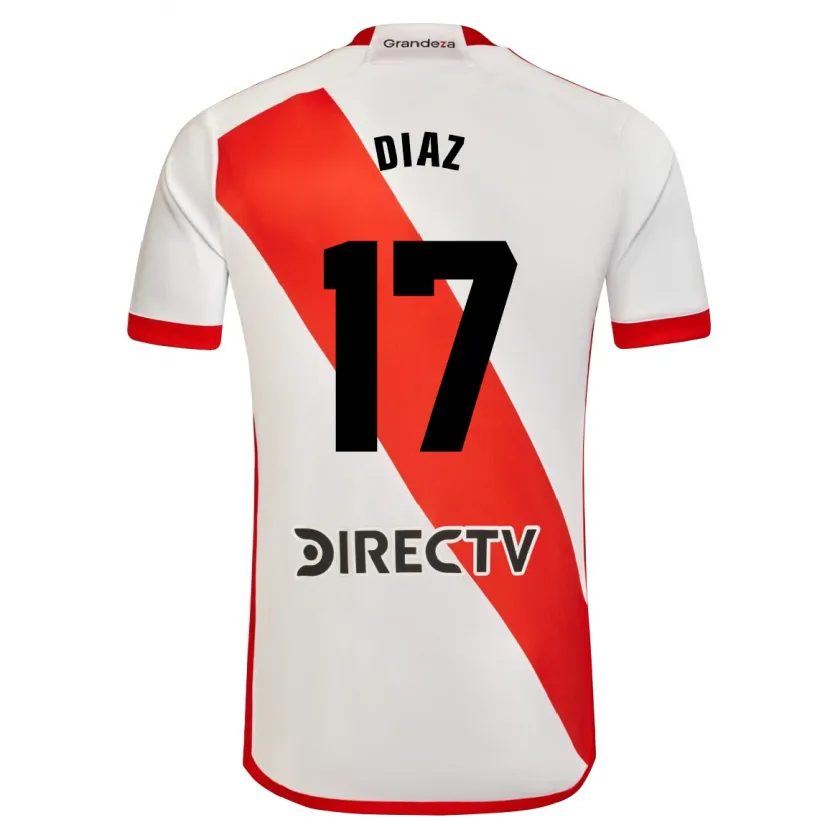 Danxen Niño Camiseta Paulo Díaz #17 Blanco Rojo 1ª Equipación 2024/25 La Camisa