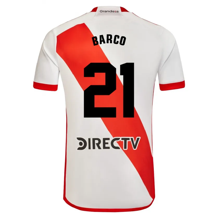 Danxen Niño Camiseta Esequiel Barco #21 Blanco Rojo 1ª Equipación 2024/25 La Camisa