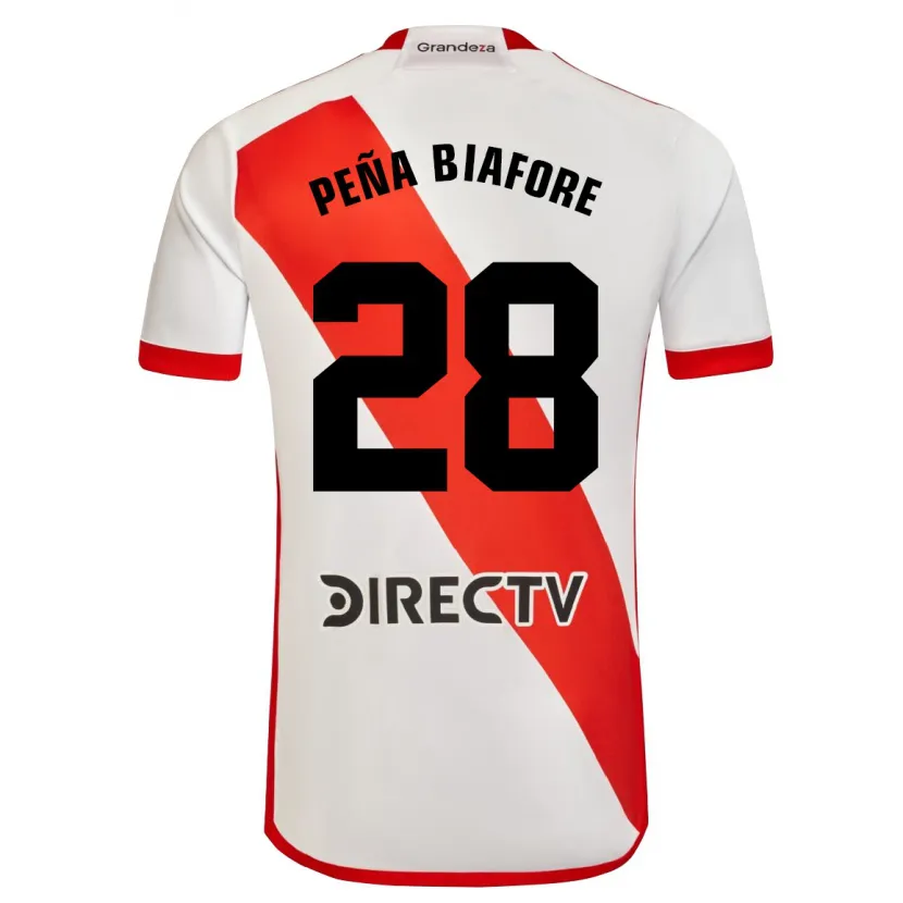 Danxen Niño Camiseta Felipe Peña Biafore #28 Blanco Rojo 1ª Equipación 2024/25 La Camisa