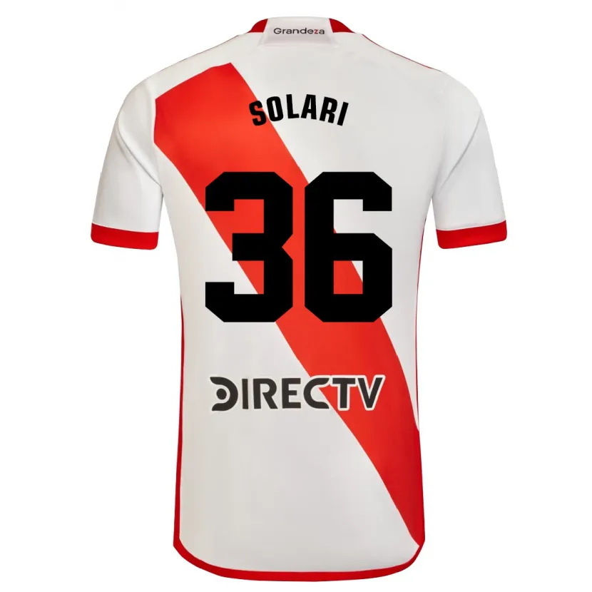 Danxen Niño Camiseta Pablo Solari #36 Blanco Rojo 1ª Equipación 2024/25 La Camisa