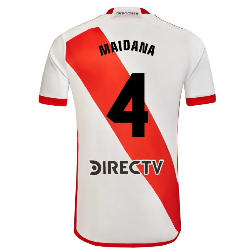 Danxen Niño Camiseta Jonatan Maidana #4 Blanco Rojo 1ª Equipación 2024/25 La Camisa