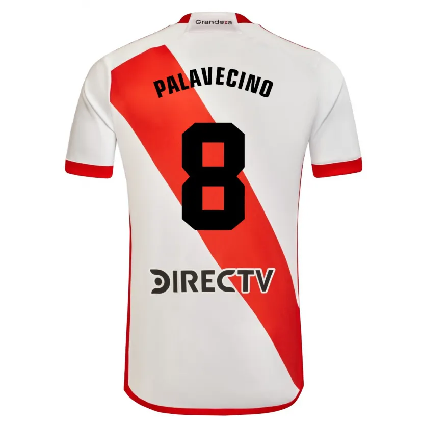 Danxen Niño Camiseta Agustín Palavecino #8 Blanco Rojo 1ª Equipación 2024/25 La Camisa