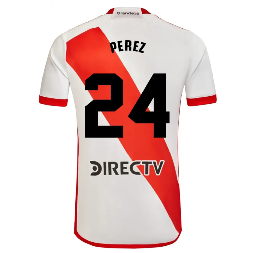 Danxen Niño Camiseta Enzo Pérez #24 Blanco Rojo 1ª Equipación 2024/25 La Camisa