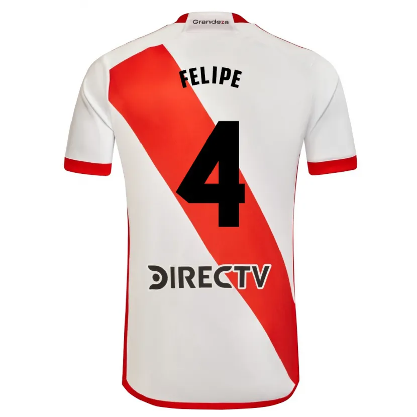 Danxen Niño Camiseta Carina Felipe Silva #4 Blanco Rojo 1ª Equipación 2024/25 La Camisa