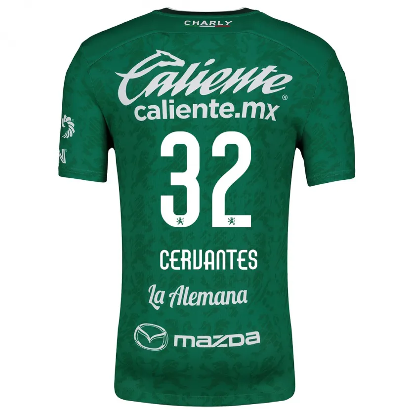 Danxen Niño Camiseta Luis Cervantes #32 Verde Blanco 1ª Equipación 2024/25 La Camisa