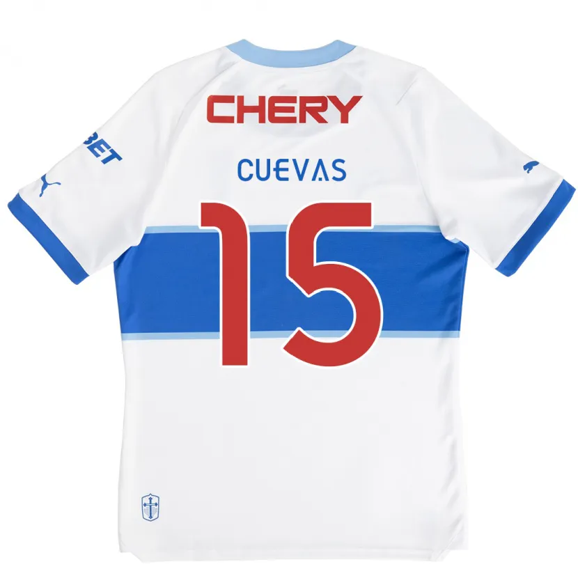 Danxen Niño Camiseta Cristian Cuevas #15 Blanco Azul 1ª Equipación 2024/25 La Camisa