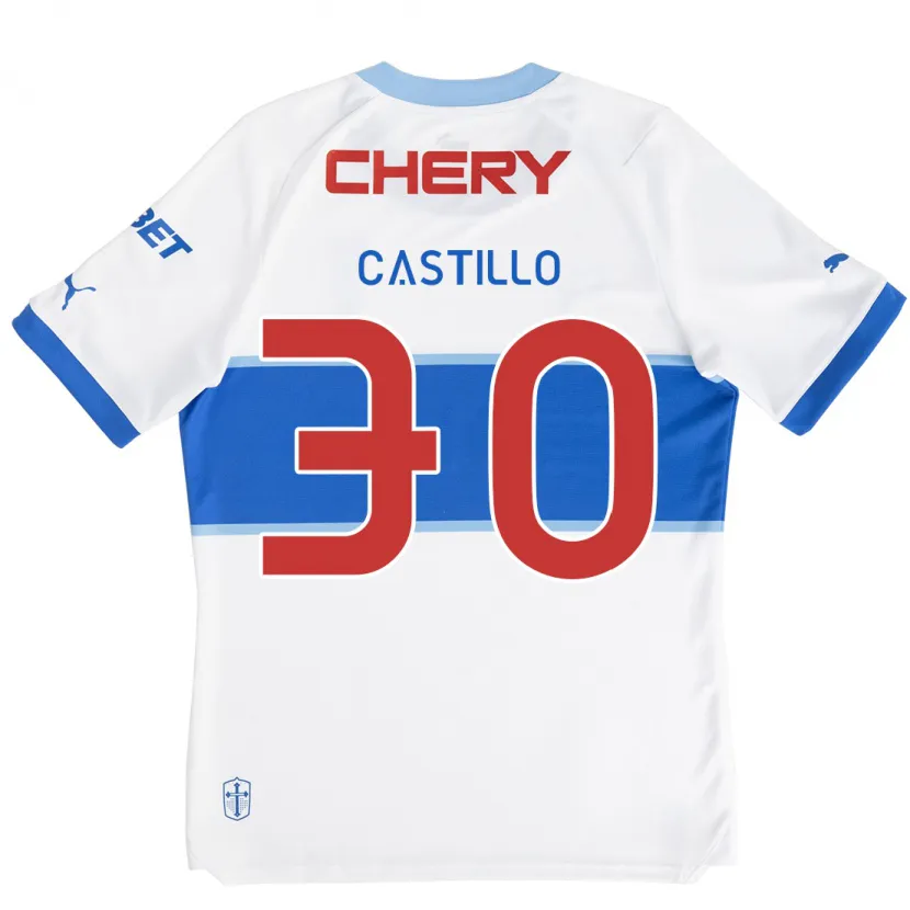 Danxen Niño Camiseta Nicolás Castillo #30 Blanco Azul 1ª Equipación 2024/25 La Camisa