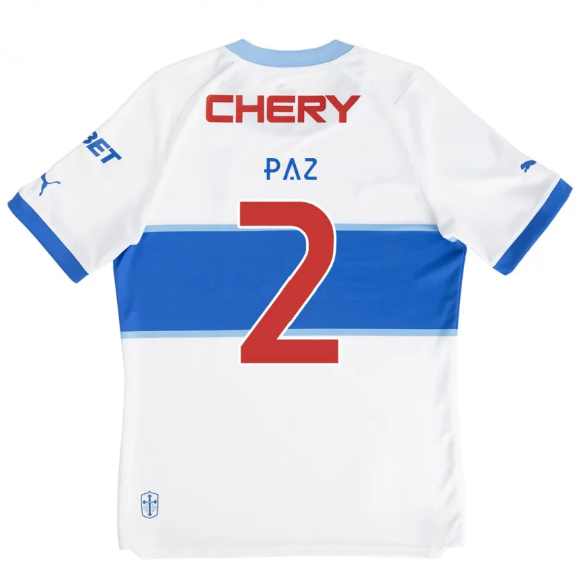 Danxen Niño Camiseta Nehuén Paz #2 Blanco Azul 1ª Equipación 2024/25 La Camisa