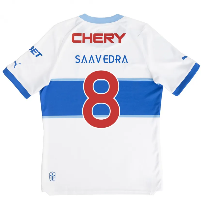 Danxen Niño Camiseta Ignacio Saavedra #8 Blanco Azul 1ª Equipación 2024/25 La Camisa