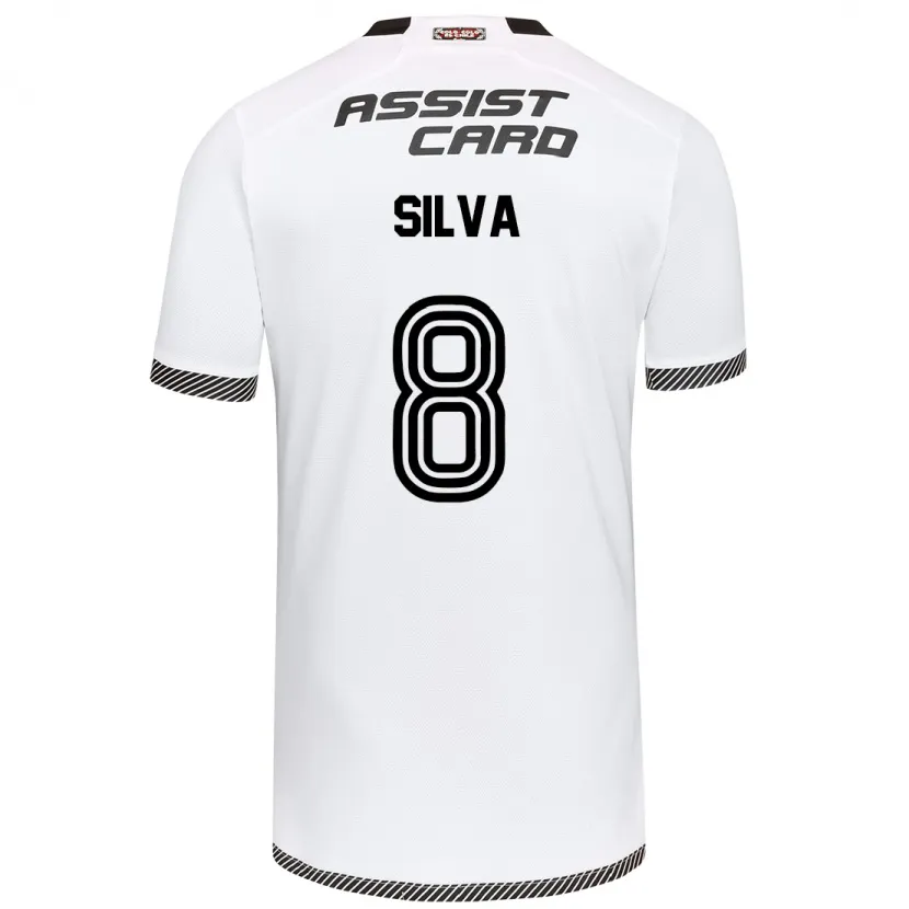 Danxen Niño Camiseta Bastián Silva #8 Blanco Negro 1ª Equipación 2024/25 La Camisa