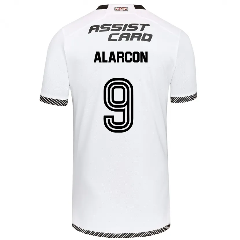 Danxen Niño Camiseta Cristian Alarcón #9 Blanco Negro 1ª Equipación 2024/25 La Camisa