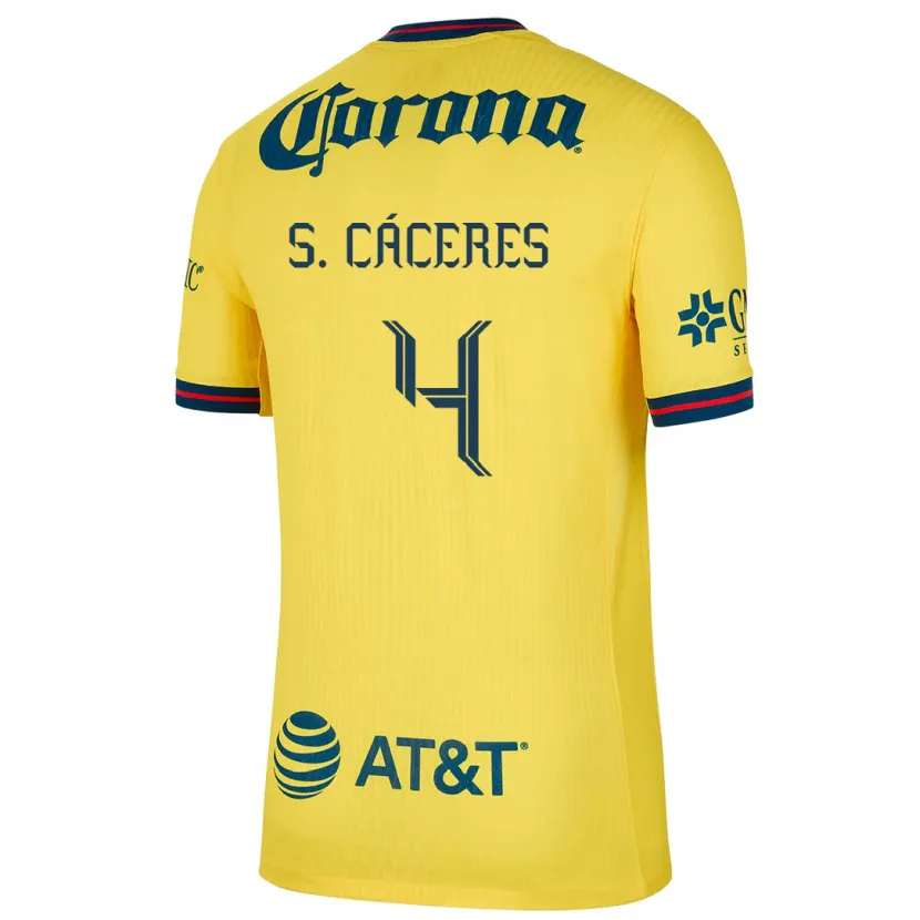 Danxen Niño Camiseta Sebastián Cáceres #4 Amarillo Azul 1ª Equipación 2024/25 La Camisa