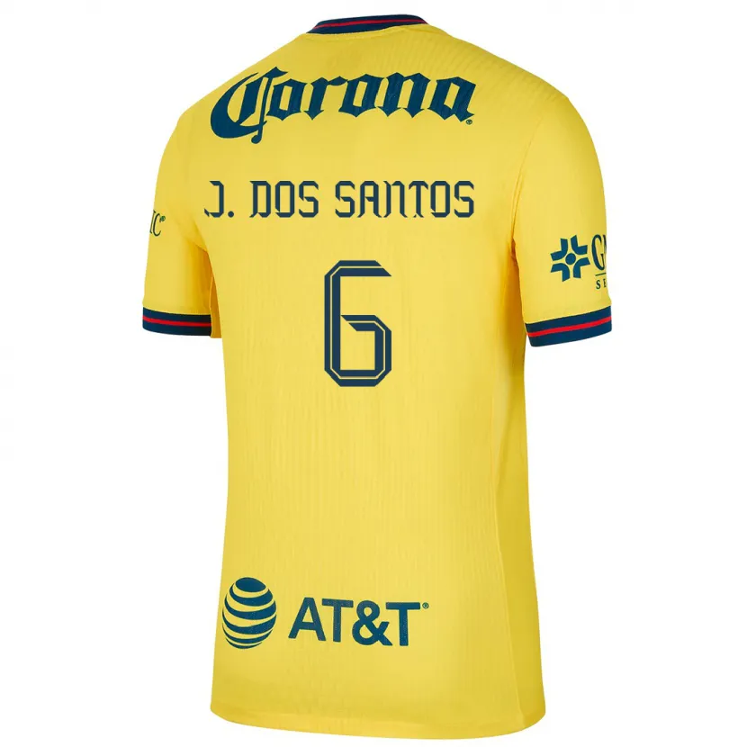 Danxen Niño Camiseta Jonathan Dos Santos #6 Amarillo Azul 1ª Equipación 2024/25 La Camisa