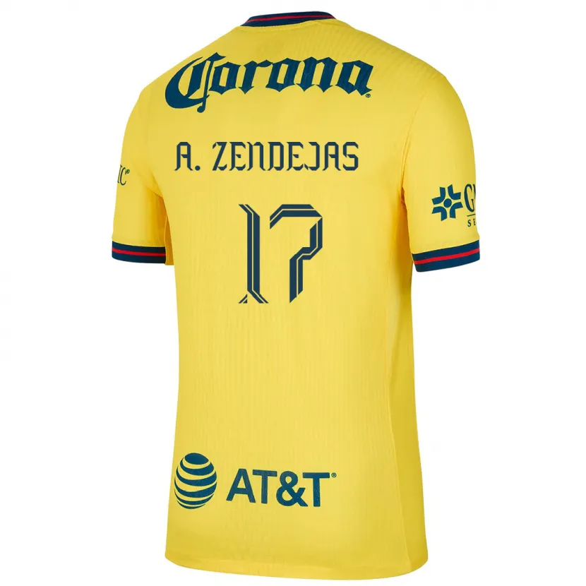 Danxen Niño Camiseta Álex Zendejas #17 Amarillo Azul 1ª Equipación 2024/25 La Camisa