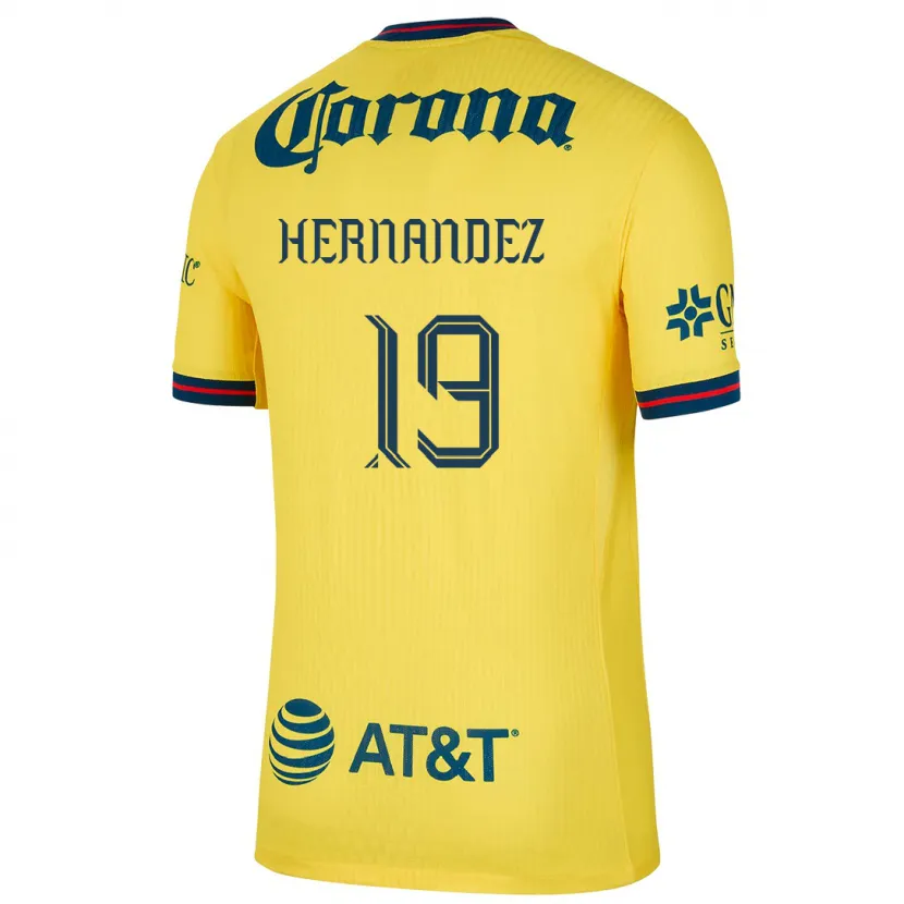 Danxen Niño Camiseta Illian Hernández #19 Amarillo Azul 1ª Equipación 2024/25 La Camisa