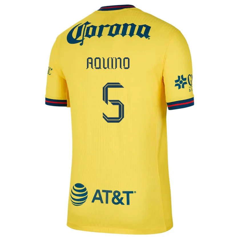 Danxen Niño Camiseta Pedro Aquino #5 Amarillo Azul 1ª Equipación 2024/25 La Camisa