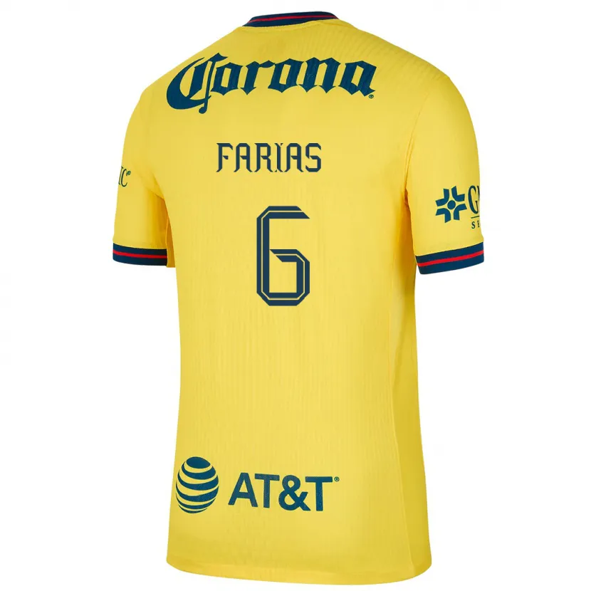 Danxen Niño Camiseta Janelly Farias #6 Amarillo Azul 1ª Equipación 2024/25 La Camisa