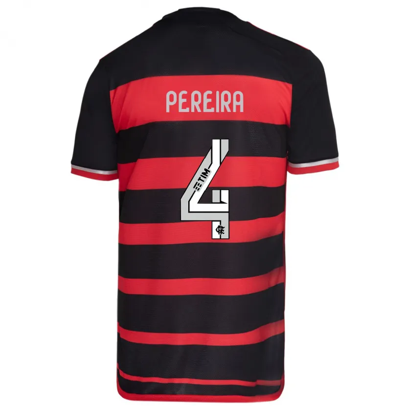 Danxen Niño Camiseta Léo Pereira #4 Negro Rojo 1ª Equipación 2024/25 La Camisa