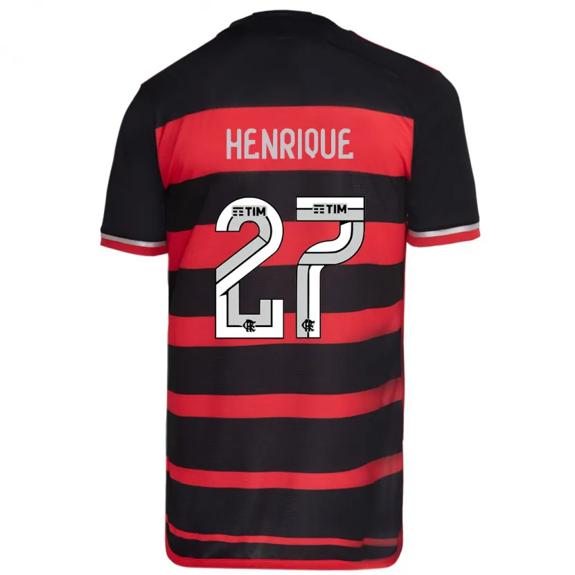 Danxen Niño Camiseta Bruno Henrique #27 Negro Rojo 1ª Equipación 2024/25 La Camisa