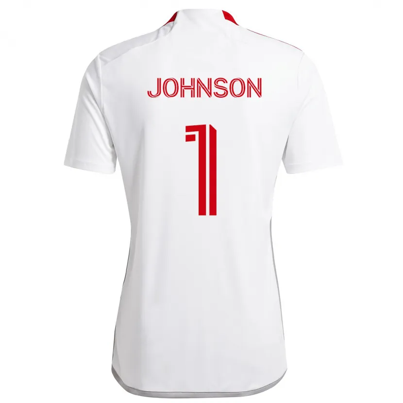 Danxen Niño Camiseta Sean Johnson #1 Blanco Rojo 2ª Equipación 2024/25 La Camisa