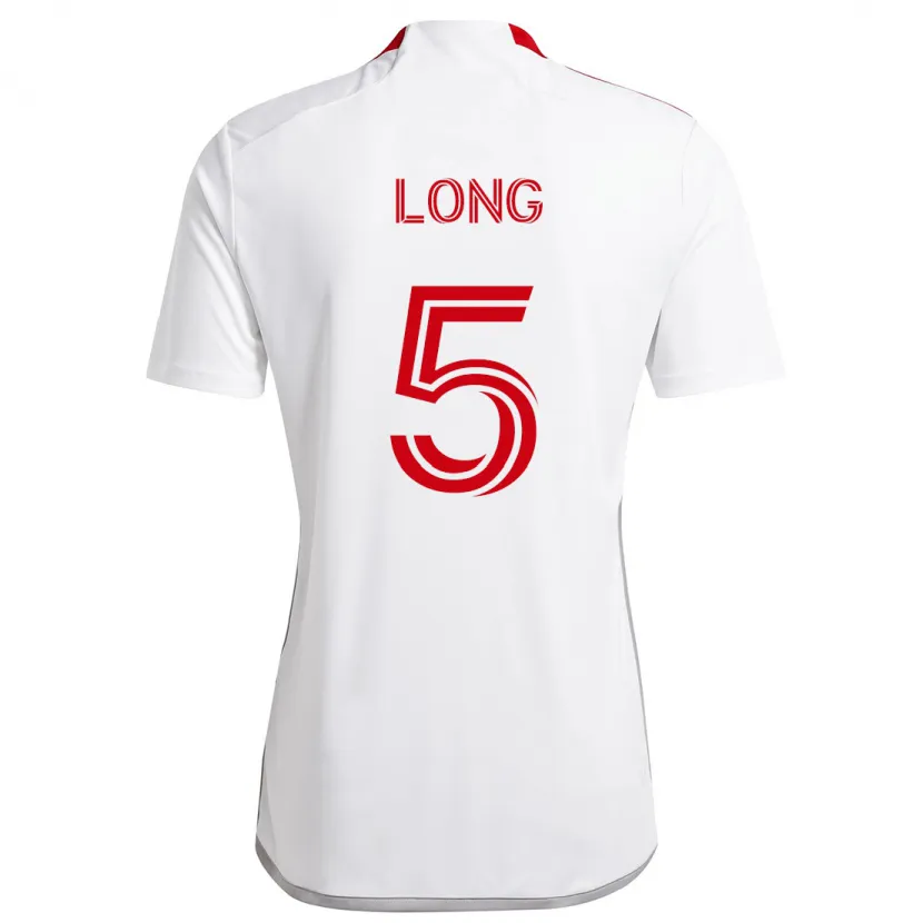 Danxen Niño Camiseta Kevin Long #5 Blanco Rojo 2ª Equipación 2024/25 La Camisa