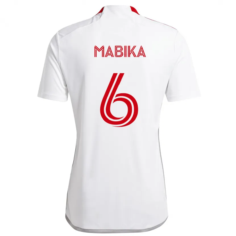 Danxen Niño Camiseta Aimé Mabika #6 Blanco Rojo 2ª Equipación 2024/25 La Camisa