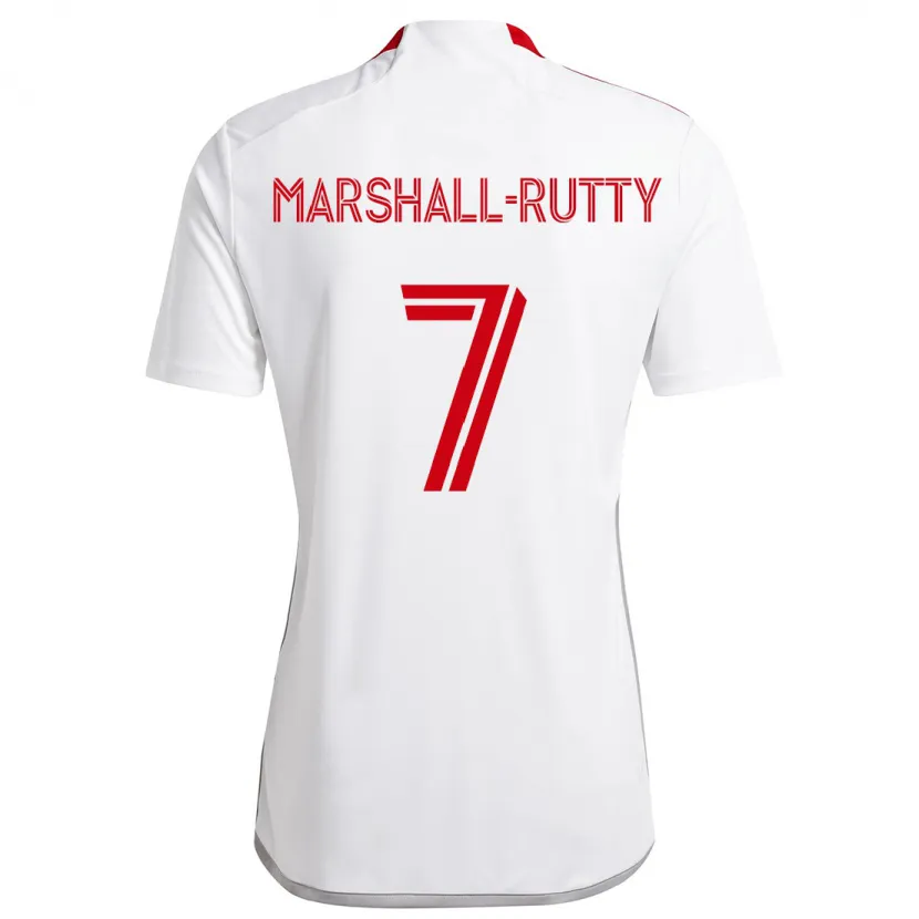 Danxen Niño Camiseta Jahkeele Marshall-Rutty #7 Blanco Rojo 2ª Equipación 2024/25 La Camisa