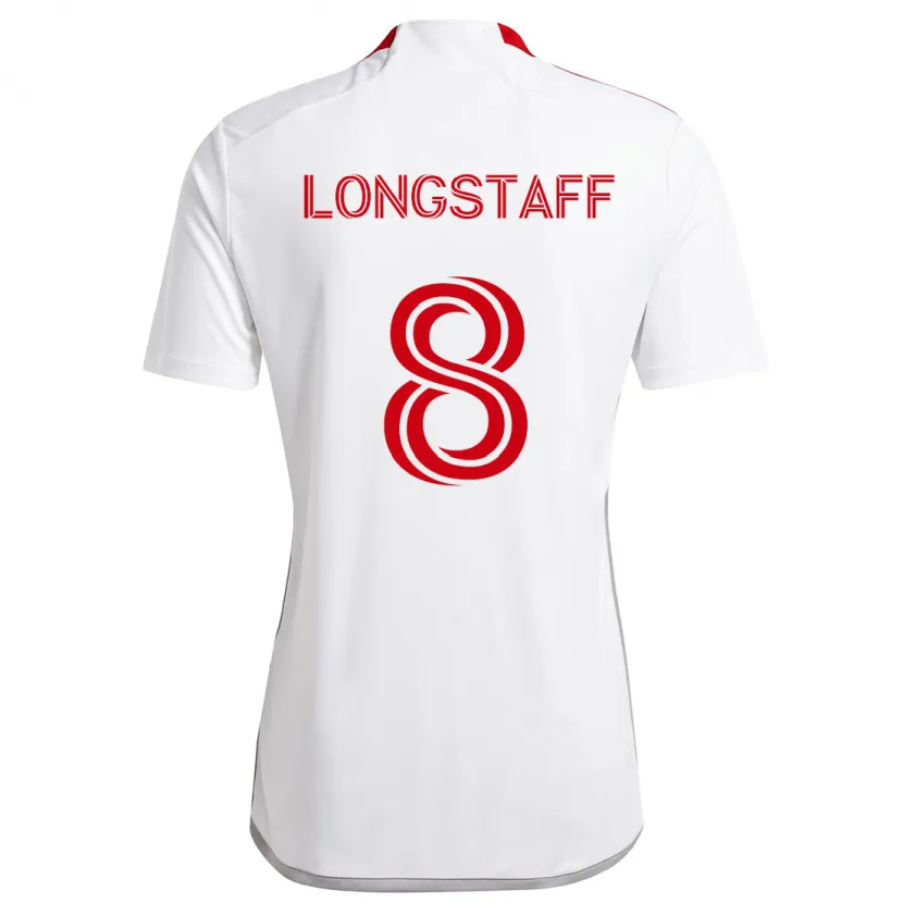 Danxen Niño Camiseta Matty Longstaff #8 Blanco Rojo 2ª Equipación 2024/25 La Camisa