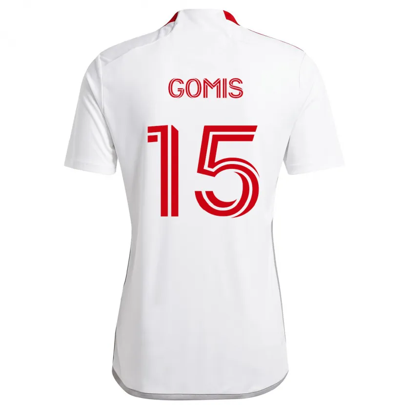 Danxen Niño Camiseta Nicksoen Gomis #15 Blanco Rojo 2ª Equipación 2024/25 La Camisa