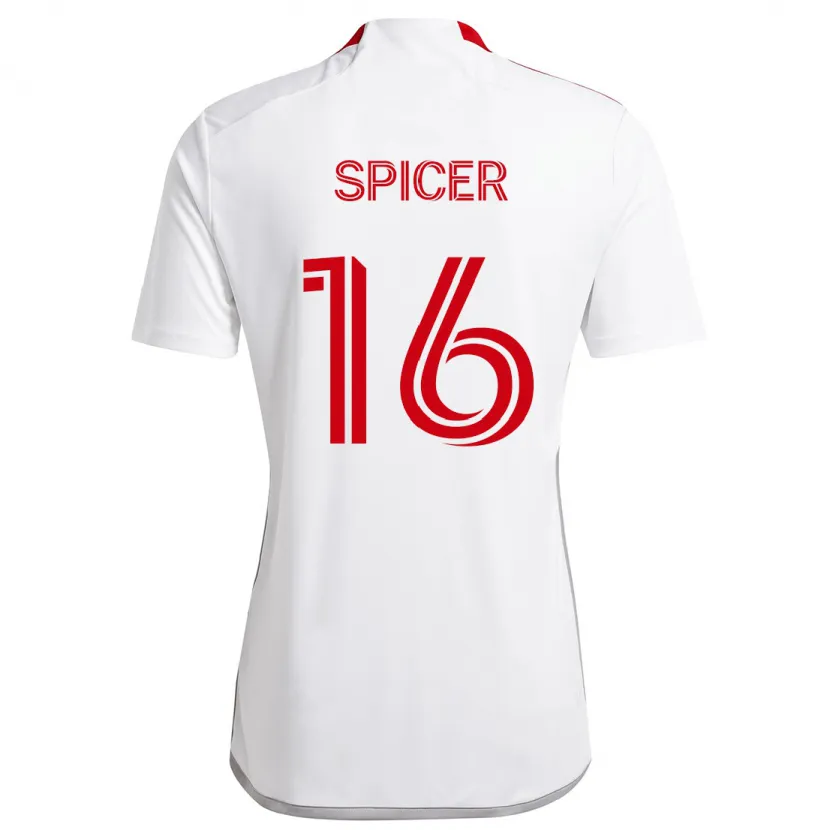 Danxen Niño Camiseta Tyrese Spicer #16 Blanco Rojo 2ª Equipación 2024/25 La Camisa