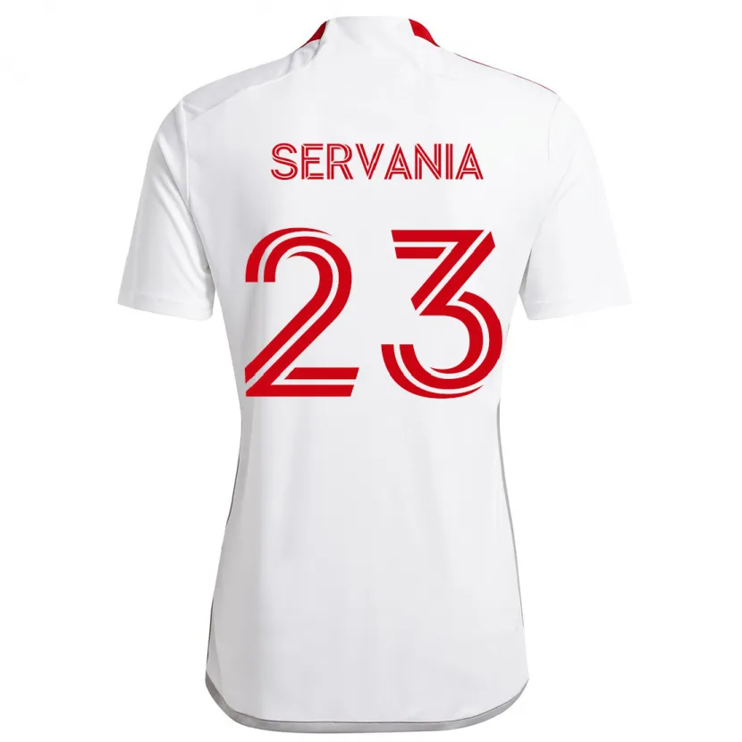 Danxen Niño Camiseta Brandon Servania #23 Blanco Rojo 2ª Equipación 2024/25 La Camisa