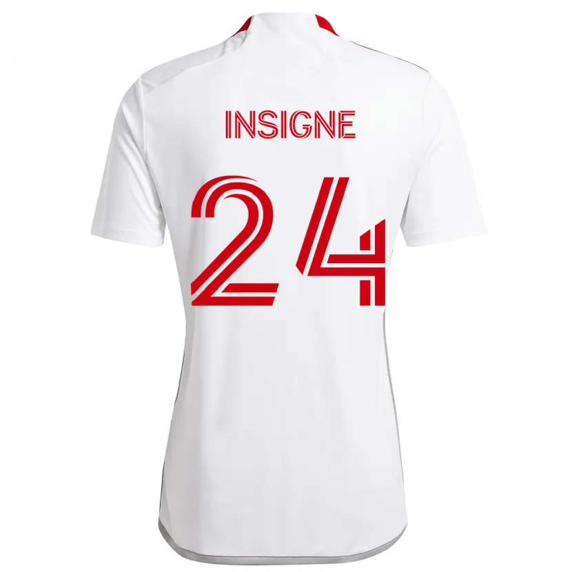 Danxen Niño Camiseta Lorenzo Insigne #24 Blanco Rojo 2ª Equipación 2024/25 La Camisa