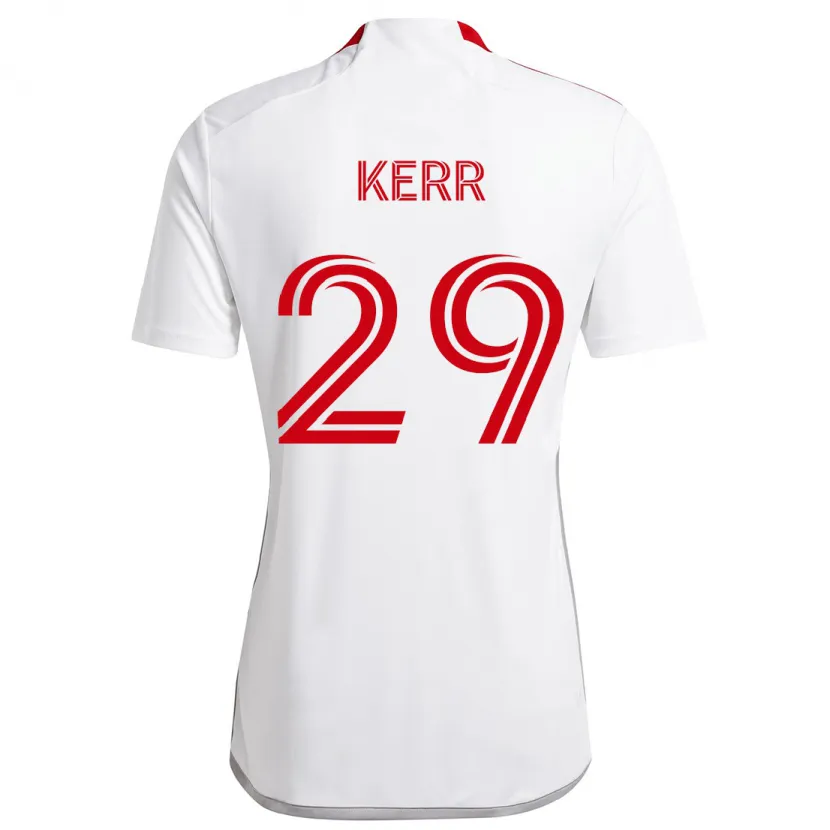 Danxen Niño Camiseta Deandre Kerr #29 Blanco Rojo 2ª Equipación 2024/25 La Camisa