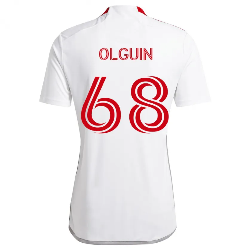 Danxen Niño Camiseta Lucas Olguin #68 Blanco Rojo 2ª Equipación 2024/25 La Camisa