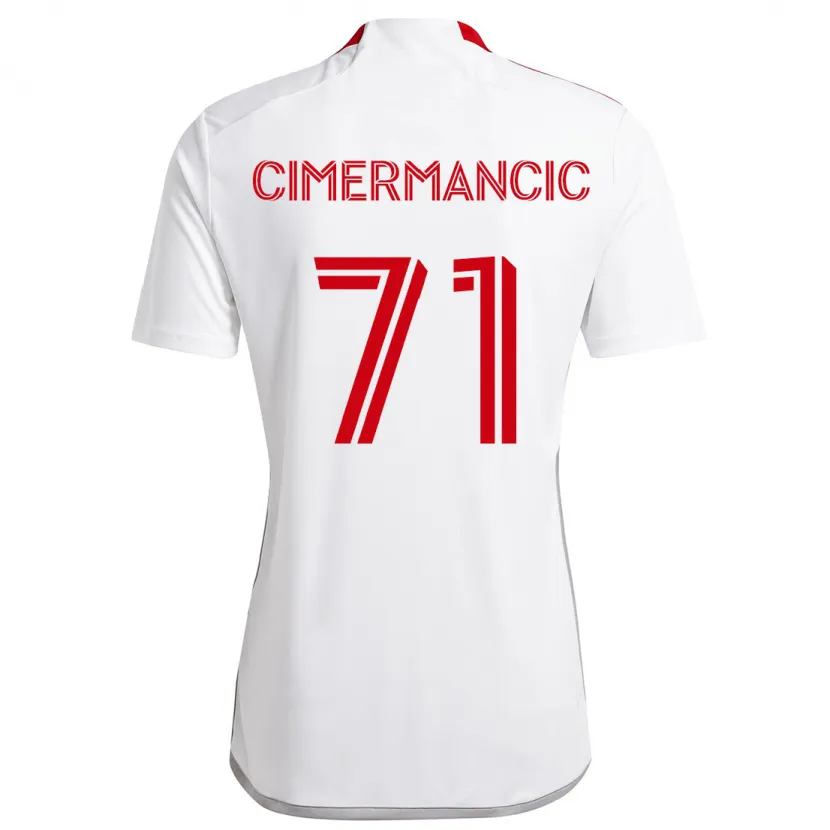 Danxen Niño Camiseta Markus Cimermancic #71 Blanco Rojo 2ª Equipación 2024/25 La Camisa