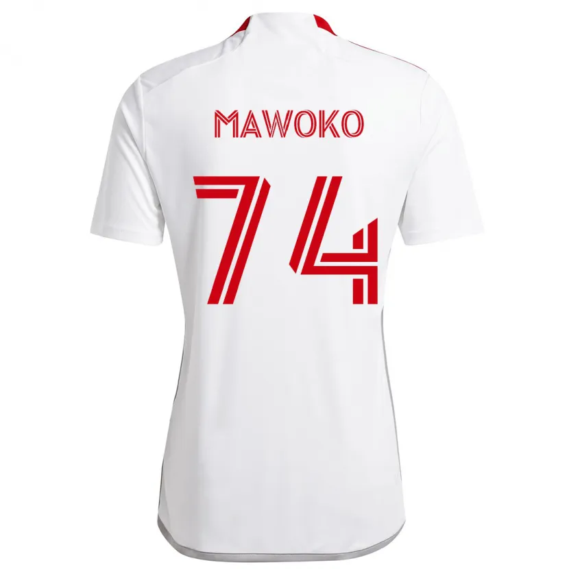 Danxen Niño Camiseta Kundai Mawoko #74 Blanco Rojo 2ª Equipación 2024/25 La Camisa