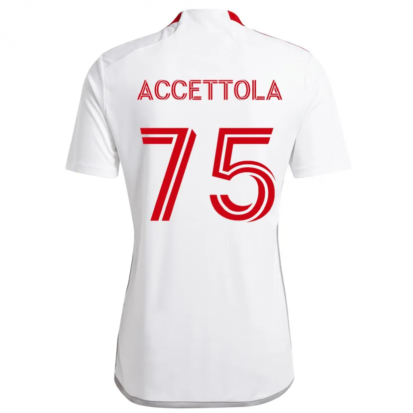 Danxen Niño Camiseta Luca Accettola #75 Blanco Rojo 2ª Equipación 2024/25 La Camisa