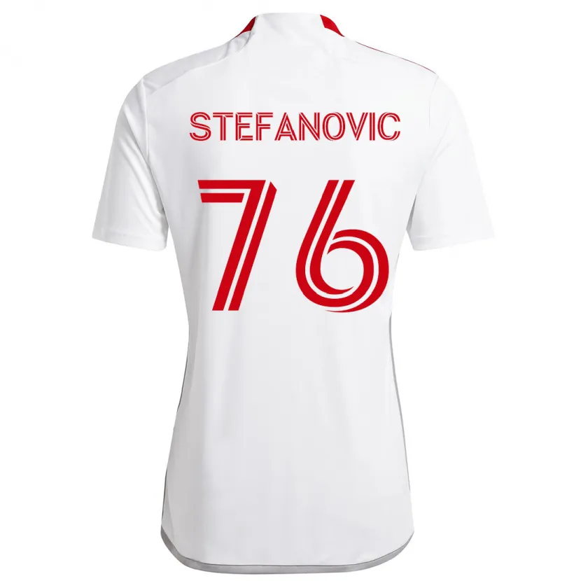 Danxen Niño Camiseta Lazar Stefanovic #76 Blanco Rojo 2ª Equipación 2024/25 La Camisa