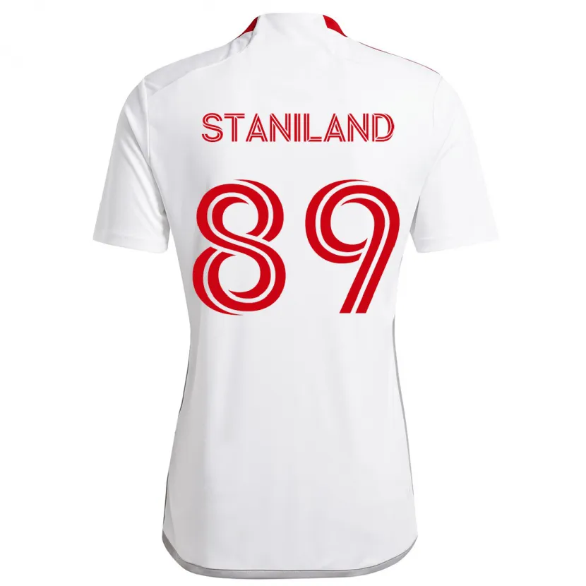 Danxen Niño Camiseta Charlie Staniland #89 Blanco Rojo 2ª Equipación 2024/25 La Camisa