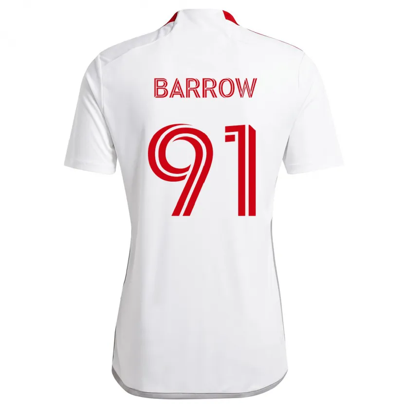 Danxen Niño Camiseta Dékwon Barrow #91 Blanco Rojo 2ª Equipación 2024/25 La Camisa