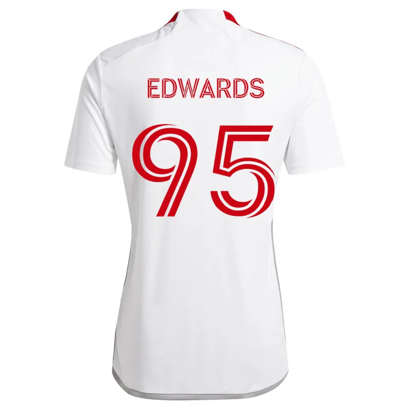 Danxen Niño Camiseta Nathaniel Edwards #95 Blanco Rojo 2ª Equipación 2024/25 La Camisa