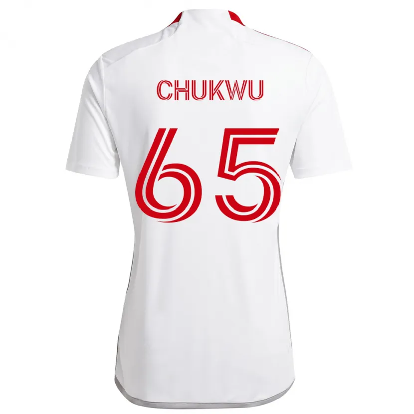 Danxen Niño Camiseta Joses Chukwu #65 Blanco Rojo 2ª Equipación 2024/25 La Camisa