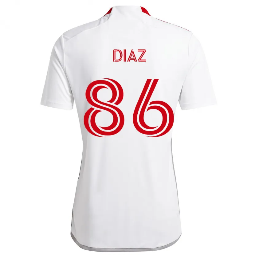 Danxen Niño Camiseta Alec Díaz #86 Blanco Rojo 2ª Equipación 2024/25 La Camisa