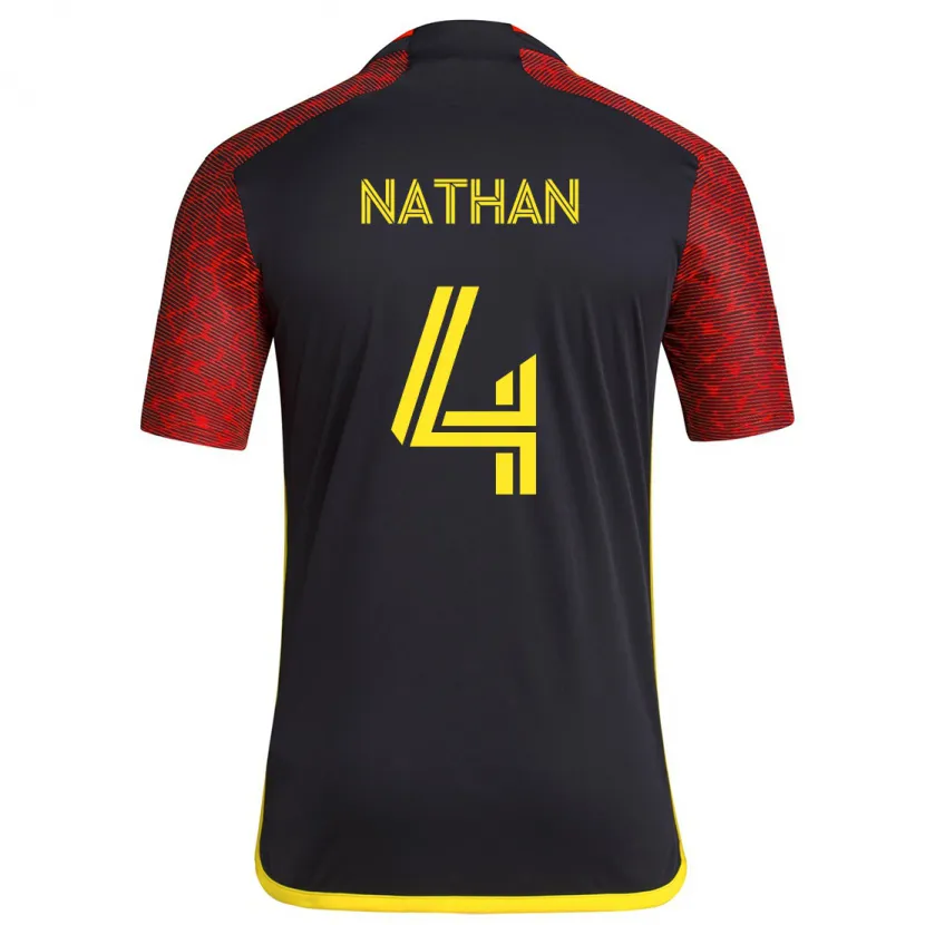 Danxen Niño Camiseta Nathan #4 Negro Rojo 2ª Equipación 2024/25 La Camisa