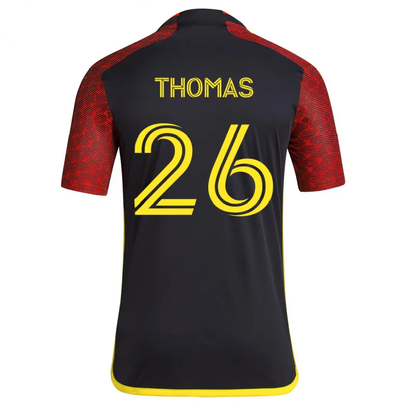 Danxen Niño Camiseta Andrew Thomas #26 Negro Rojo 2ª Equipación 2024/25 La Camisa