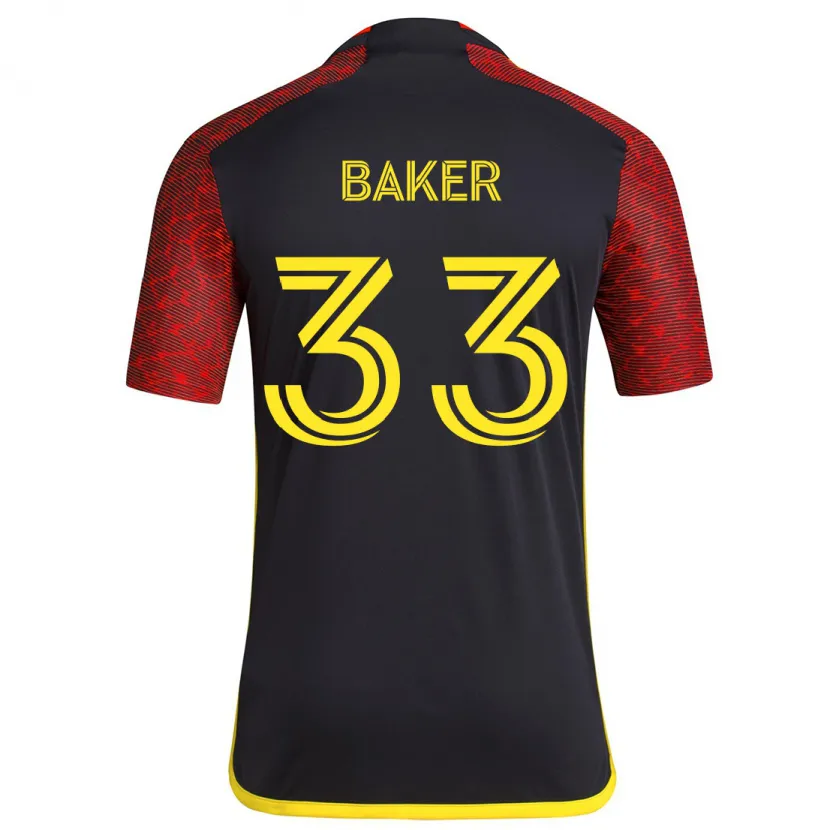 Danxen Niño Camiseta Cody Baker #33 Negro Rojo 2ª Equipación 2024/25 La Camisa