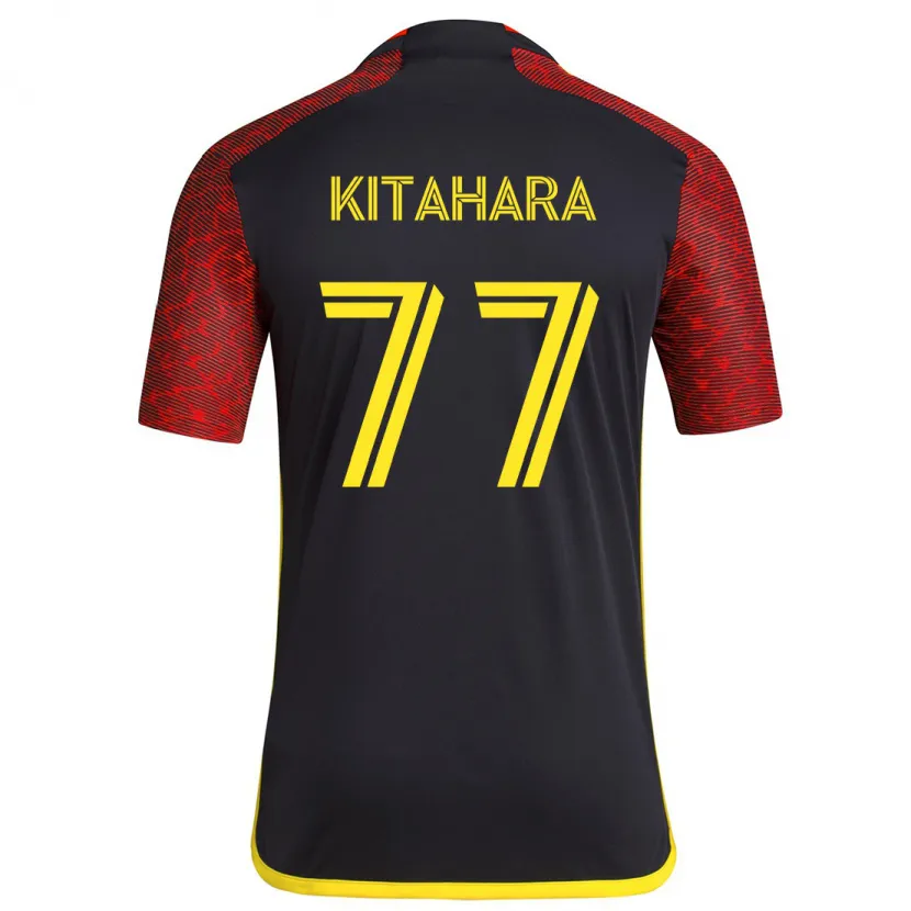 Danxen Niño Camiseta Sota Kitahara #77 Negro Rojo 2ª Equipación 2024/25 La Camisa