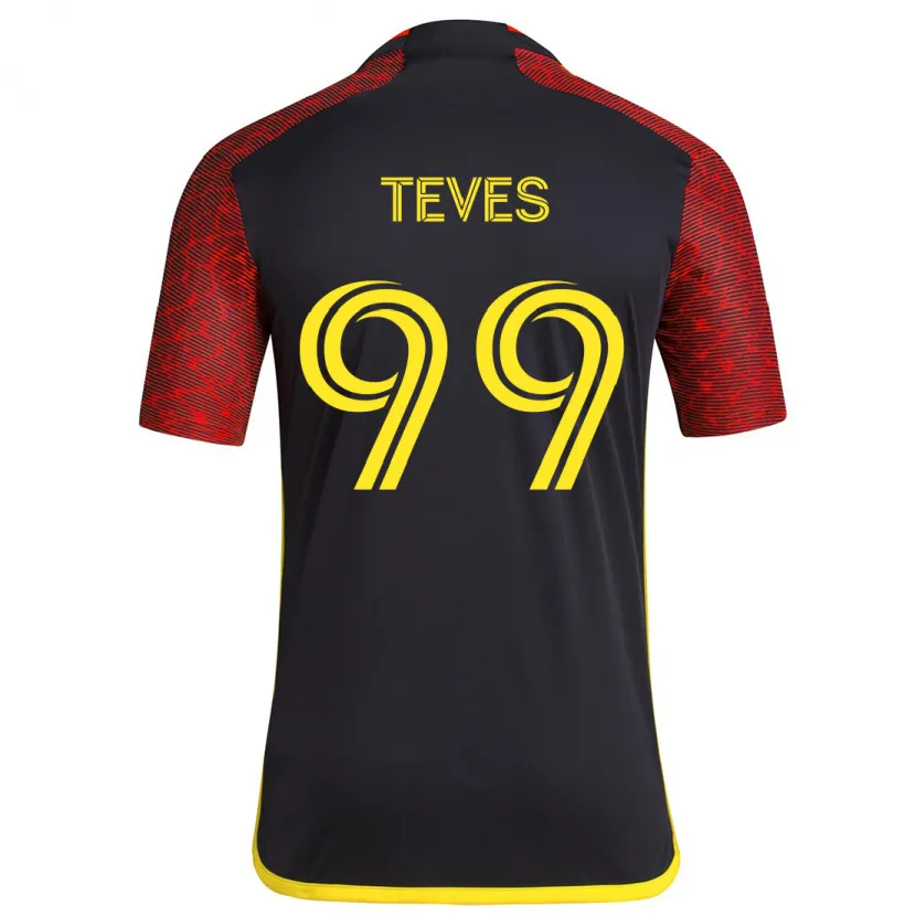 Danxen Niño Camiseta Dylan Teves #99 Negro Rojo 2ª Equipación 2024/25 La Camisa