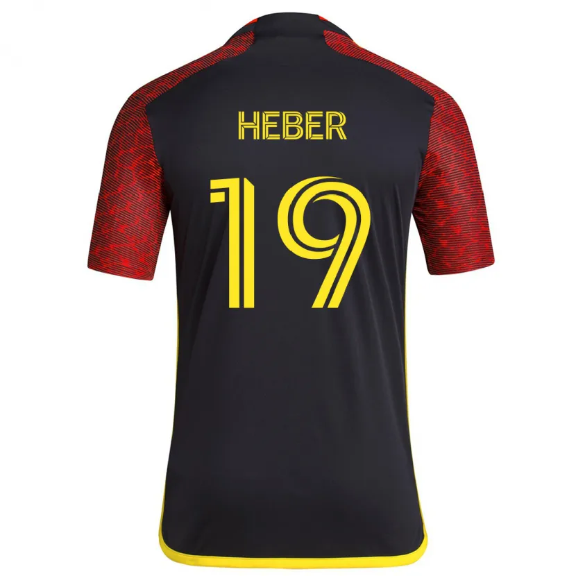 Danxen Niño Camiseta Héber #19 Negro Rojo 2ª Equipación 2024/25 La Camisa